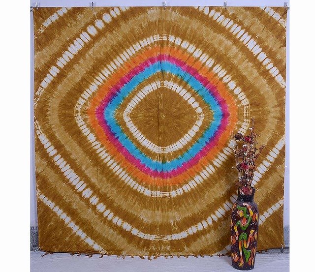 INDIAN QUEEN BLANKET BEDSPREAD TIE& DYE PEACE SIGN TAPESTRY WALL HANGING DECOR