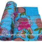 Indian Queen Kantha Quilt Throw Bedspread Bedding Blanket Reversible Gudari