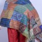 INDIAN PURE SILK HAND QUILTED KANTHA BEST REVERSIBLE SHAWL STOLE HIJAB SCARF ART