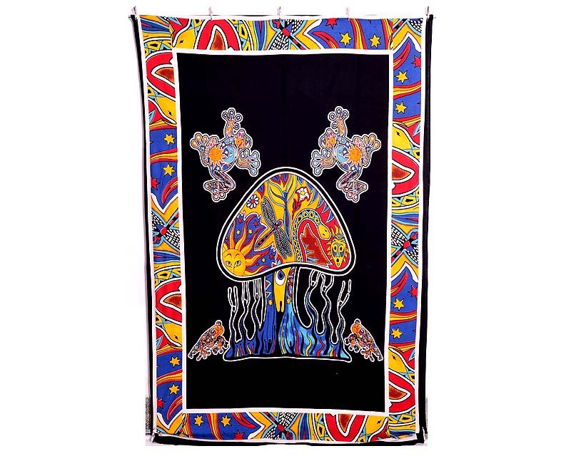 TREE&FROG PRINT COTTON BEDSPREAD WALL HANGING INDIAN BEDSHEET TAPESTRY DECOR ART