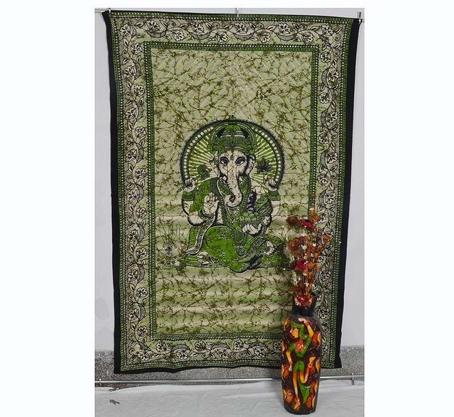 Indian Twin "Ganesha" Bedspread Tapestry Wall Hanging Bed sheet Home Decor Throw