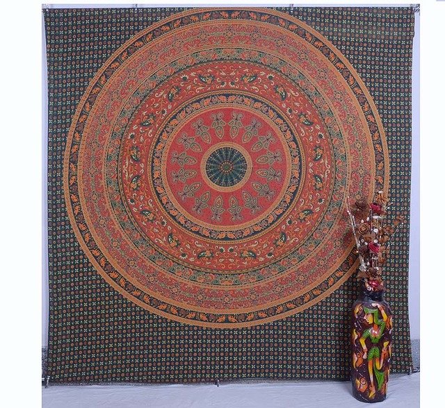 Indian Elephant Mandala Bedspread Hippie Boho Bohemian Wall Hanging Tapestry