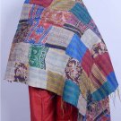 Indian Handmade Silk Patchwork Kantha Shawl / Scarve Reversible Indian Shawl