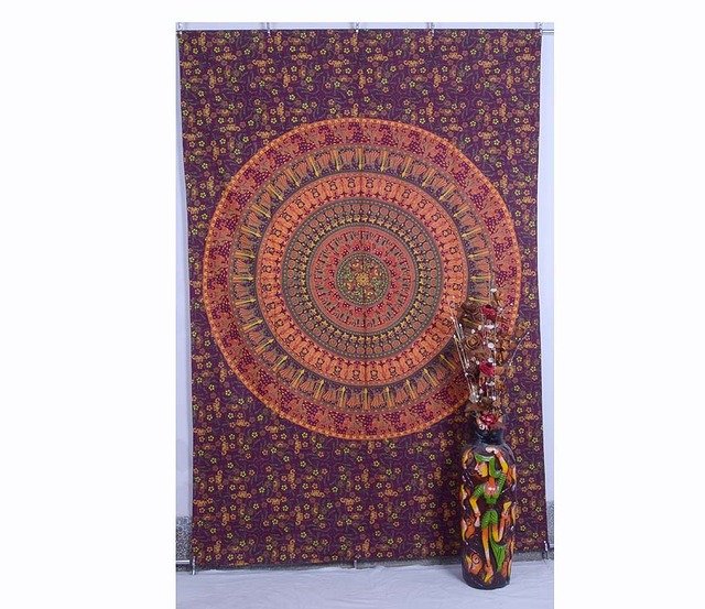Peacock Mandala Hippie Indian Hip Hop Wall Hanging Twin Tapestry Bedspread Decor