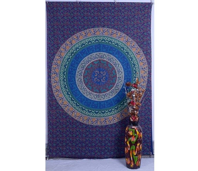 Indian Twin Mandala Tapestry Hippy Bedspread Wall Hanging Table cover Home Decor