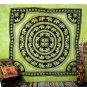 INDIAN GREEN ELEPHANT COVERLET BEDSPREAD WALL HANGING TAPESTRY Blanket Decor