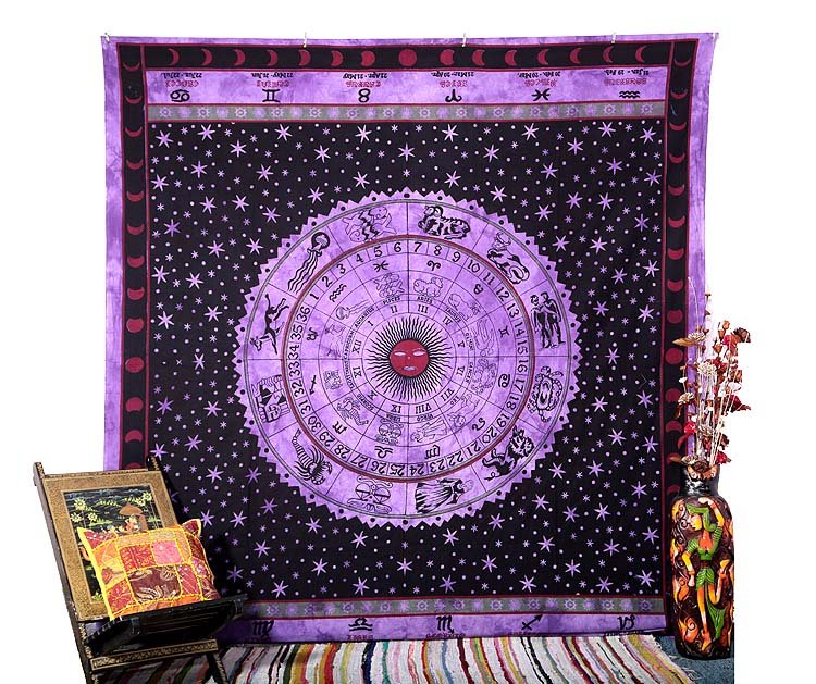Indian Queen Horoscope Zodiac Astrology Wall Hanging Hippie Bedspread Tapestry