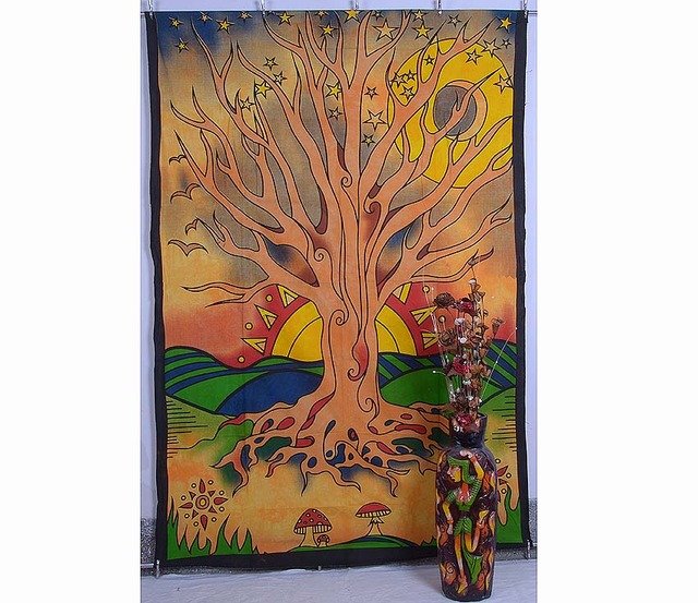 Tree Of Life Mandala Hippie Indian Wall Hanging Throw Decor Bedspread Tapestry