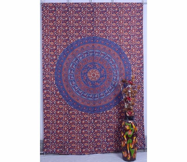 Indian Twin Mandala Boho Hippe Bedspread Wall Hanging Tapestry Decor Table cover