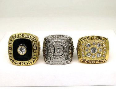 A set 1970 1972 2011 Boston Bruins Stanley Cup Championship rings Size 11 Back Solid