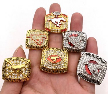 6Pcs Calgary Stampeders Grey Cup Championship Rings Size 11