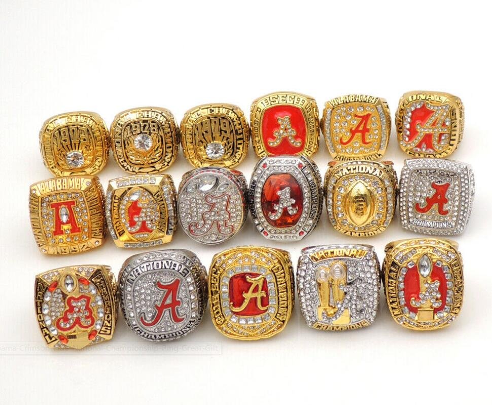 17Pcs Alabama Crimson Tide National Championship rings Size 11
