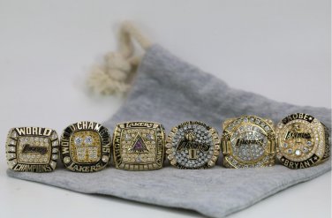 6Pcs Los Angeles Lakers Kobe Bryant Basketball Championship ring Size 13