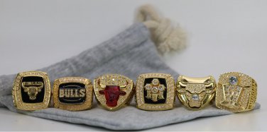 Size 14 A Set Chicago Bulls Jordan Basketball Championship rings Total 6Pcs