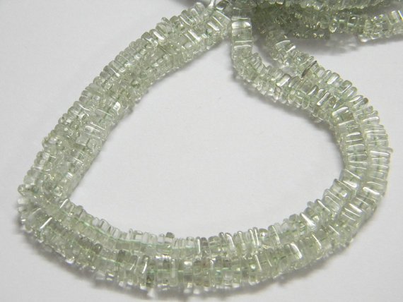 Green Amethyst Square Heishi Cut Beads 16 inch strand 5 mm approx