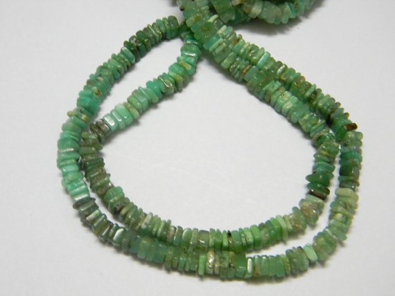 Chrysoprase Square Heishi Cut Beads 16 inch strand 5 mm approx