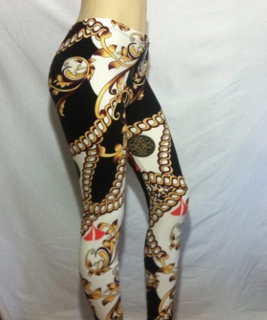 Gold Chain Link Scroll Print Leggings by Cali West Boutique