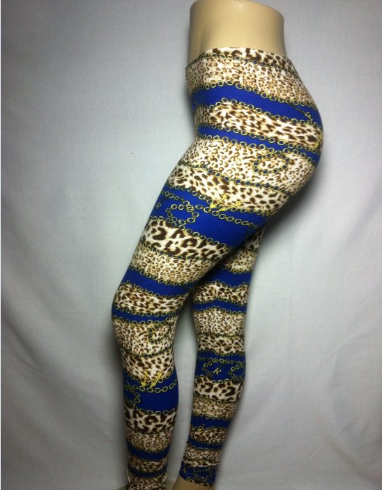 Leopard Stripe w/ Chain Animal Print Leggings by Cali West Boutique