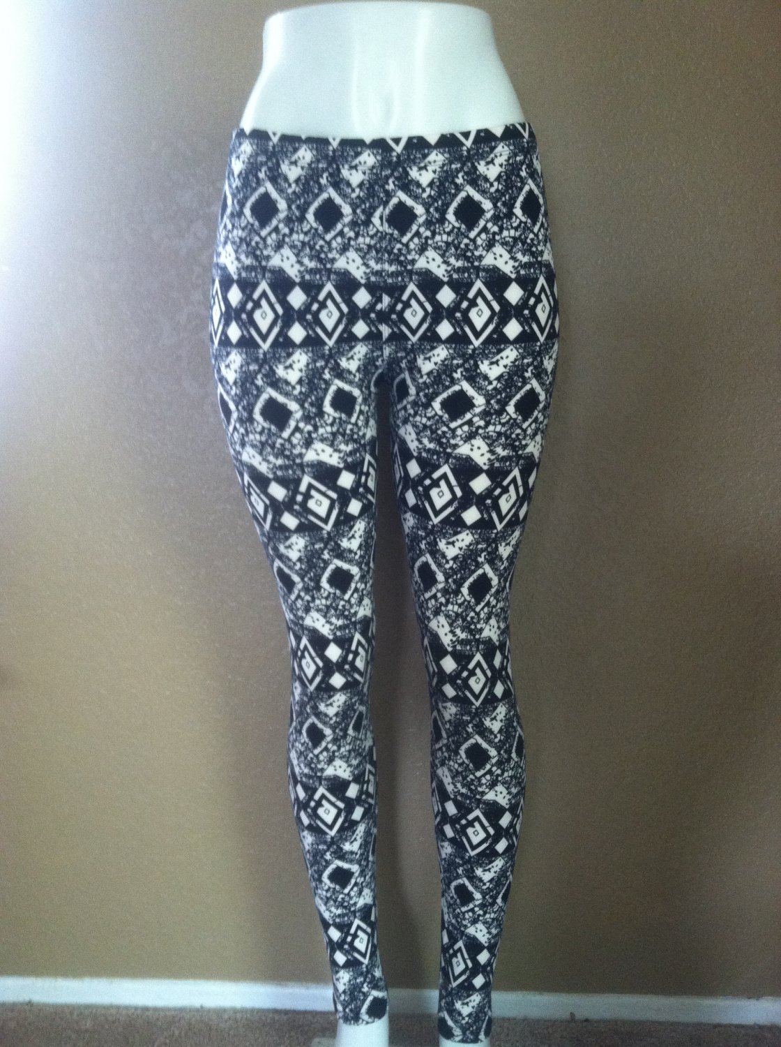 Tribal Black & White Aztec Print Leggings by Cali West Boutique
