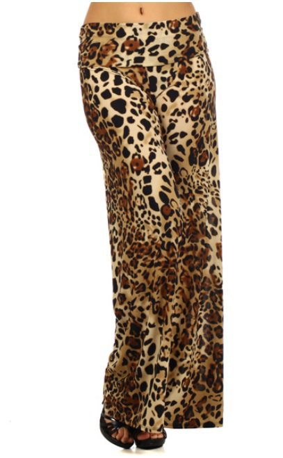 Palazzo Cheetah Animal Print Wide Leg Fold Over Waist Leggings by Cali West Boutique