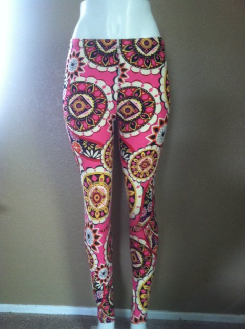Pink Paisley Print Leggings by Cali West Boutique