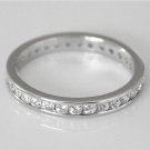 2.5MM STERLING SILVER CHANNEL SET ROUND CUT CZ ETERNITY RING SIZE S *IMPERFECT*