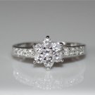 PRETTY STERLING SILVER FLOWER CLUSTER CZ RING (SIZES J - R1/2)
