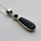 HANDCRAFTED ART DECO STYLE STERLING SILVER BLACK ONYX PENDANT & CHAIN