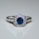STERLING SILVER 5MM 0.50CT SAPPHIRE CZ SOLITAIRE RING SIZE Q 1/2