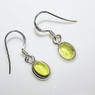 HANDCRAFTED STERLING SILVER 8MM X 6MM PERIDOT SMALL OVAL DROP EARRINGS