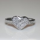 PRETTY STERLING SILVER PAVE SET CZ HEART RING (SIZES I - R)