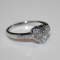 PRETTY STERLING SILVER PAVE SET CZ HEART RING (SIZES I - R)