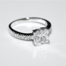 STERLING SILVER 7MM 1.6CT PRINCESS CUT CZ SOLITAIRE RING (SIZES H - V)