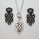 HANDCRAFTED STERLING SILVER CELTIC KNOT EARRING & PENDANT SET 