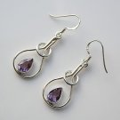 HANDCRAFTED STERLING SILVER ART NOUVEAU STYLE 3CT AMETHYST GEMSTONE EARRINGS