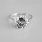 STUNNING STERLING SILVER 12MM 6.5CT ROUND CUT CZ SOLITAIRE RING