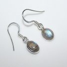 HANDCRAFTED STERLING SILVER 8MM X 6MM LABRADORITE SMALL OVAL DROP EARRINGS
