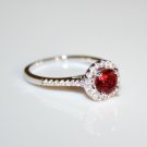 STERLING SILVER 5MM 0.50CT RUBY CZ MICRO SET SOLITAIRE RING 