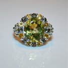 STERLING SILVER 12X10MM 5CT  CITRINE, LEMON QUARTZ & SMOKY QUARTZ RING SIZE M