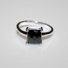 7MM 1.60CT PRINCESS CUT FACETED CZ SOLITAIRE SILVER RING SIZE N *IMPERFECT*
