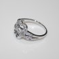 PRETTY STERLING SILVER PAVE SET CZ ENTWINED HEARTS RING (SIZES H - T)