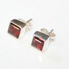 HANDCRAFTED STERLING SILVER BEZEL SET 6MM PRINCESS CUT FACETED PERIDOT EARRINGS