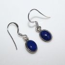 HANDCRAFTED STERLING SILVER 8MM X 6MM LAPIZ SMALL OVAL DROP EARRINGS