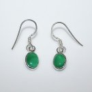 HANDCRAFTED STERLING SILVER 8MM X 6MM GREEN ONYX SMALL OVAL DROP EARRINGS
