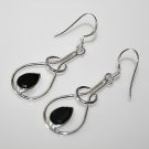 HANDCRAFTED STERLING SILVER ART NOUVEAU STYLE 3CT BLACK ONYX GEMSTONE EARRINGS 