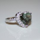 STERLING SILVER 10MM 3.5CT HEART CUT TOURMALINE CZ SOLITAIRE RING SIZE P 1/2 