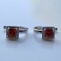 STERLING SILVER 2.86CT PRINCESS CUT GARNET CZ EARRING & PENDANT SET
