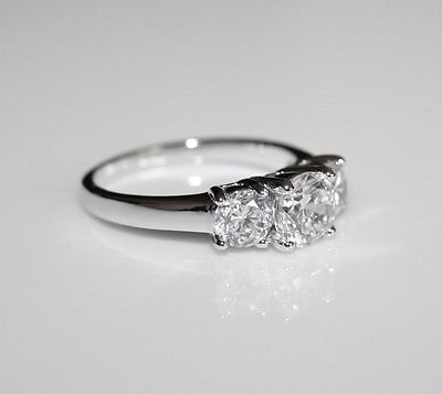 STERLING SILVER 6MM 1.75CT ROUND CUT CZ TRILOGY RING Â