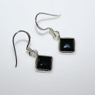 HANDCRAFTED STERLING SILVER 7MM BLACK ONYX GEMSTONE SMALL DROP EARRINGS