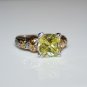 STERLING SILVER CUSHION CUT 8MM 2CT FACETED LEMON CITRINE CZ RING SIZE L